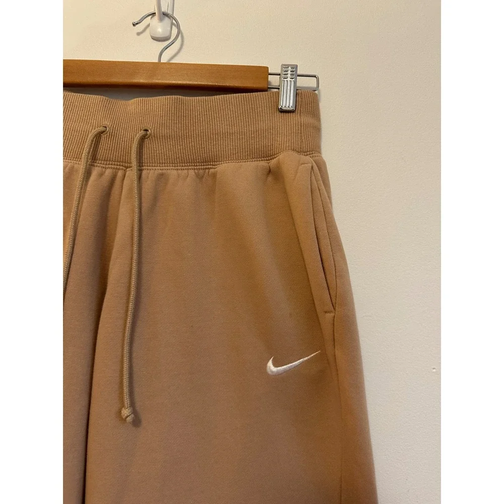 Nike Phoenix Fleece High Rise Tan‎ Brown Oversized Jogger Sweatpants | Size XS